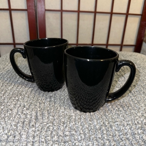Corelle Stoneware Black Coffee Cups Mugs Set of 2 - Picture 1 of 15